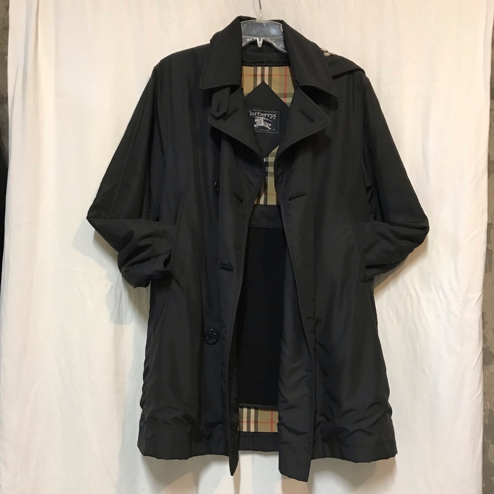 Burberry Sz 4 oversized taffeta pea coat with hood